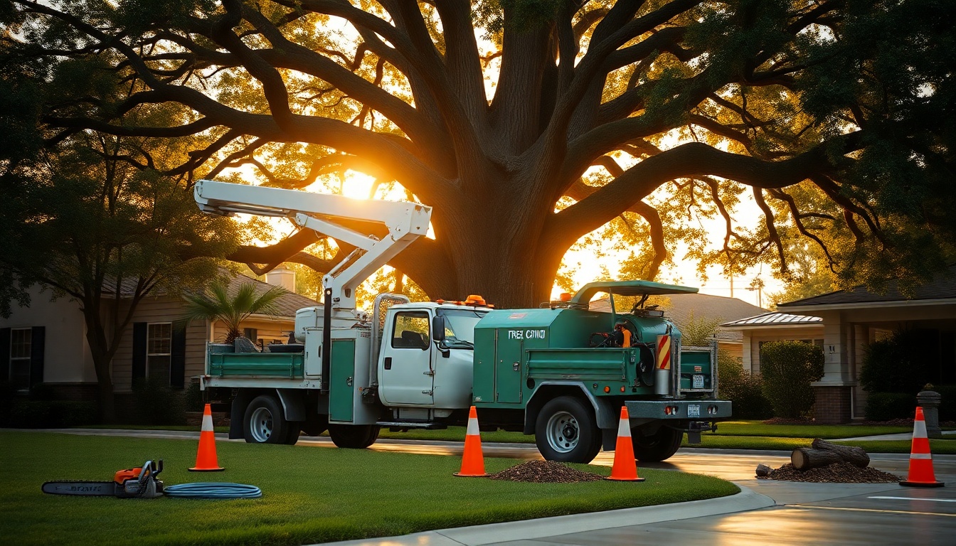 Tree Service service workspace in Louisiana at golden hour