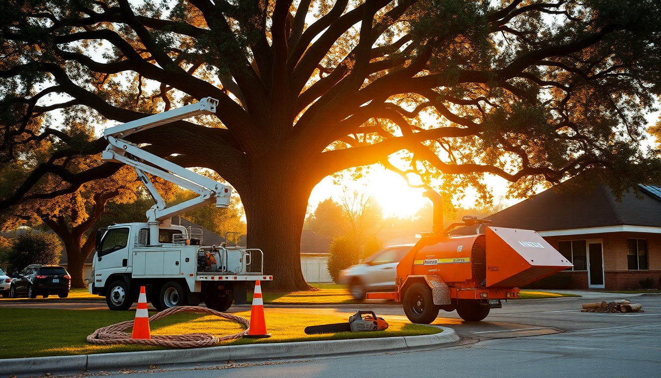 Tree Service service operation in Louisiana at golden hour