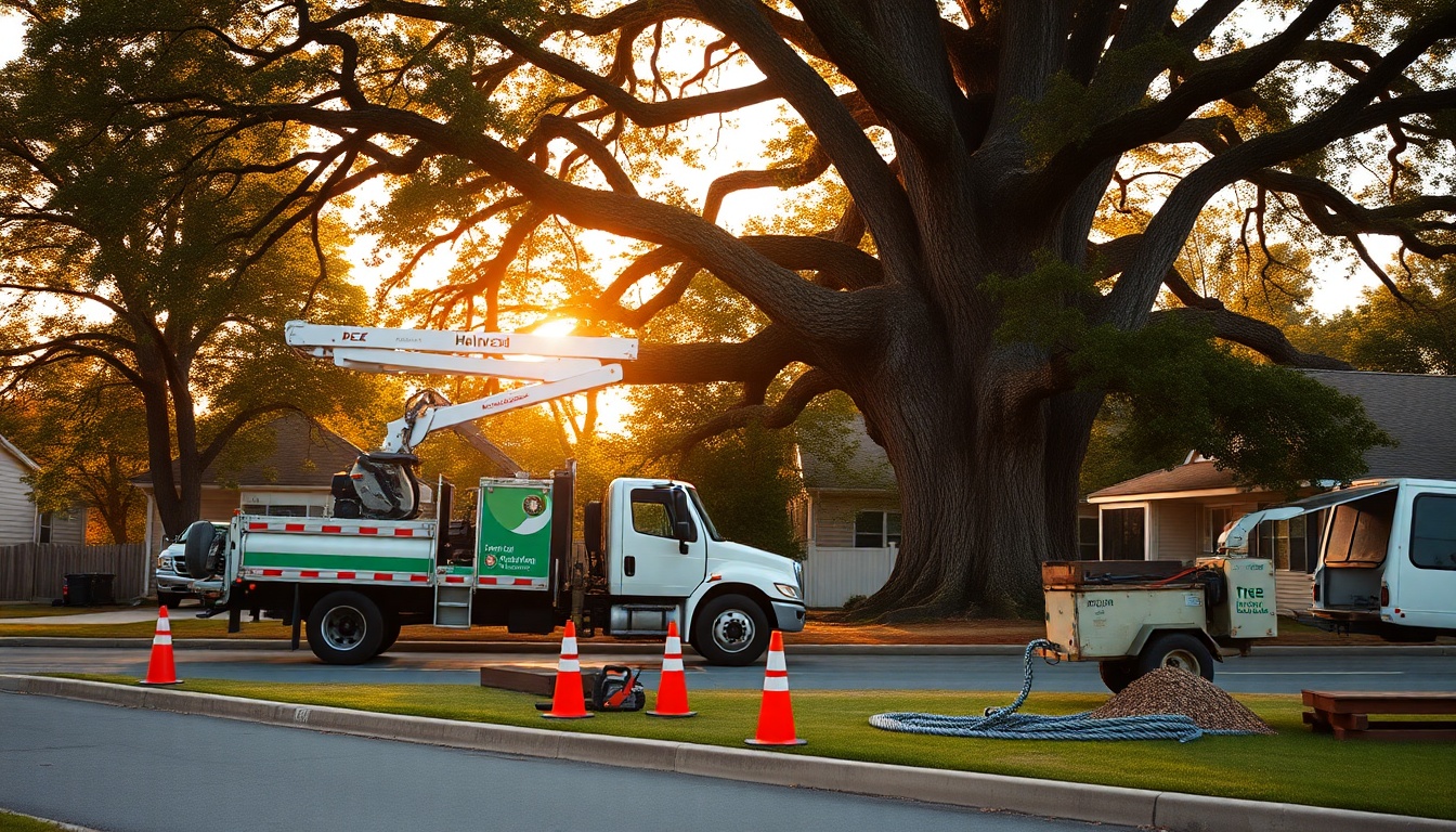 Tree Service service operation in Maine at golden hour