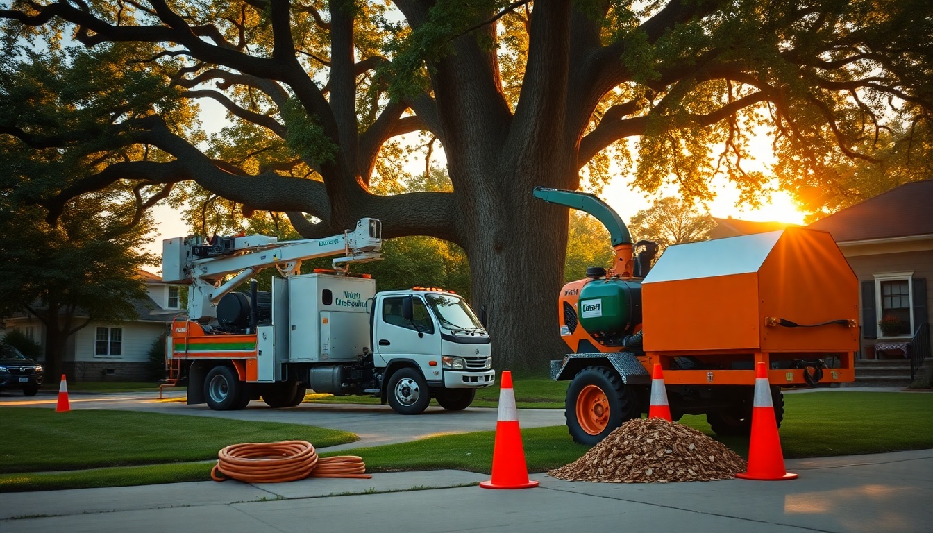 Tree Service service workspace in Massachusetts at golden hour