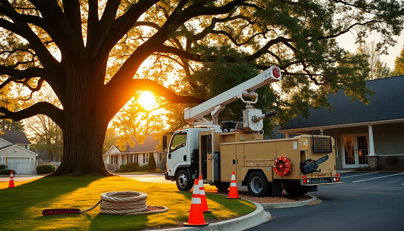 Tree Service service operation in Massachusetts at golden hour
