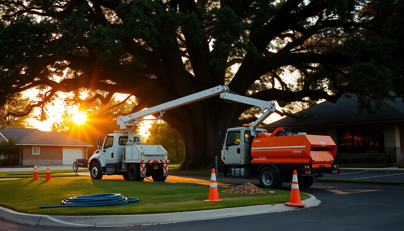 Tree Service service operation in Michigan at golden hour