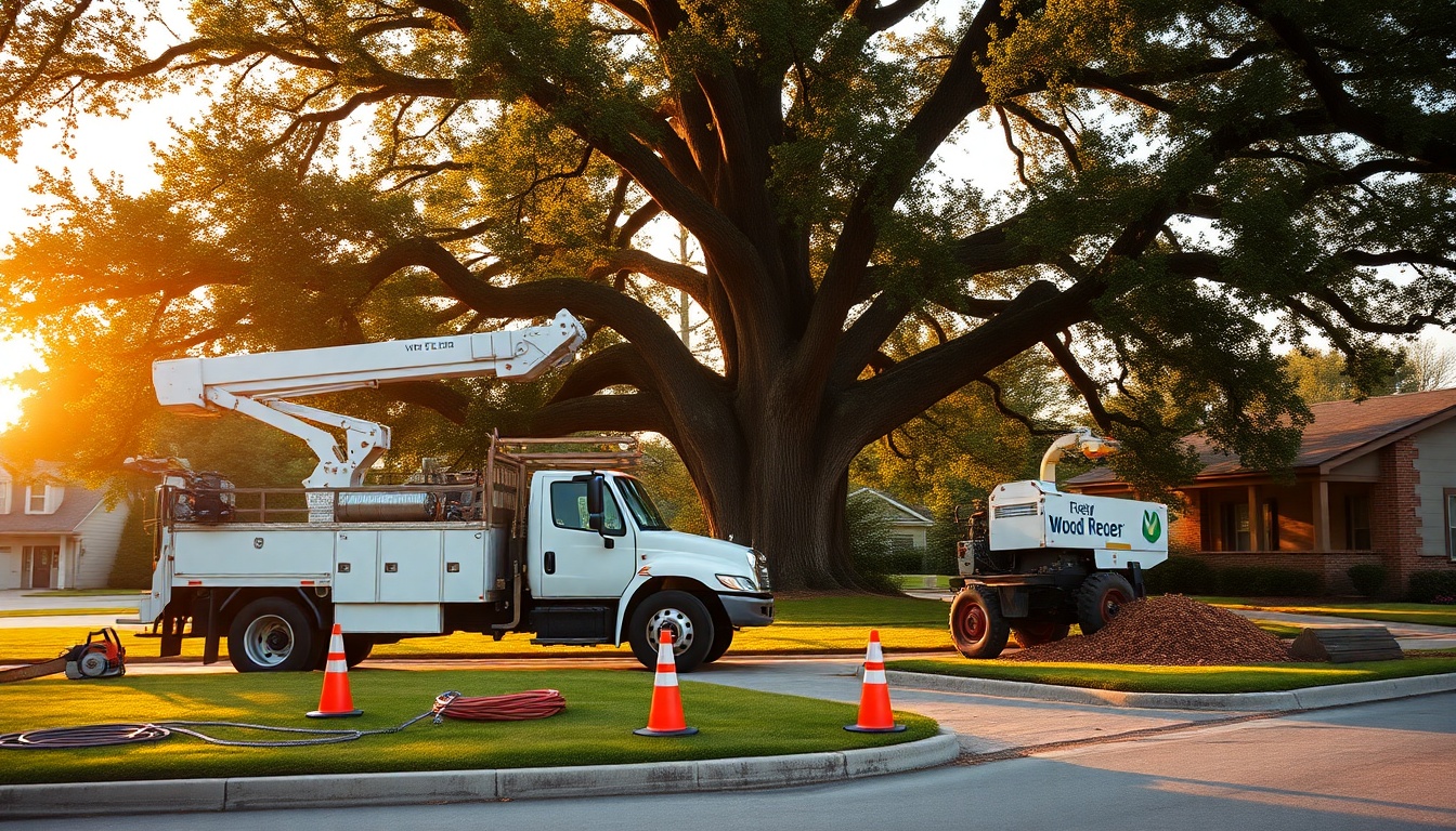 Tree Service service operation in Missouri at golden hour