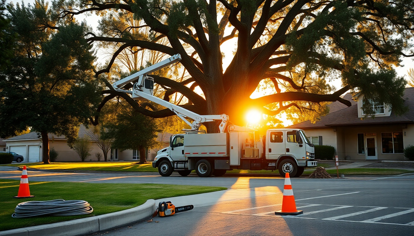 Tree Service service operation in Montana at golden hour