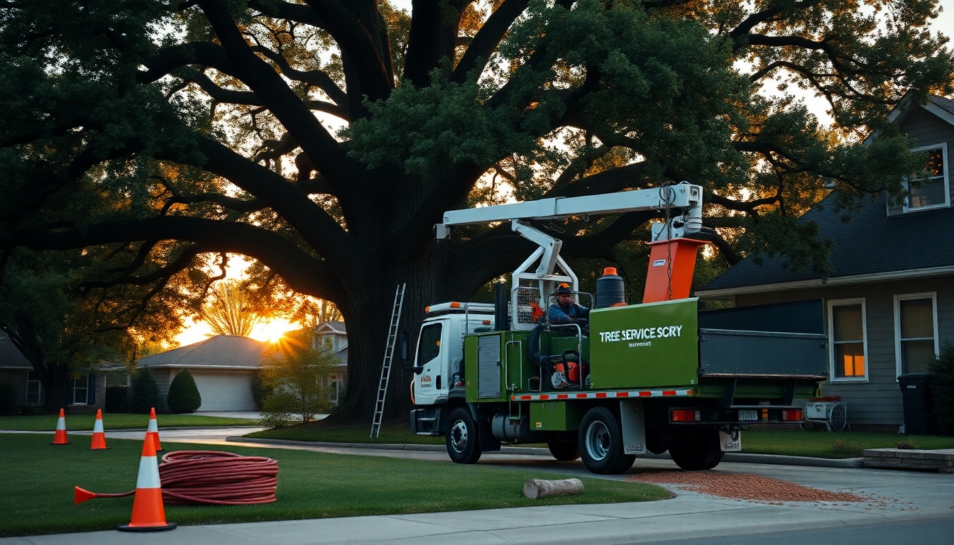 Tree Service service workspace in Nebraska at golden hour
