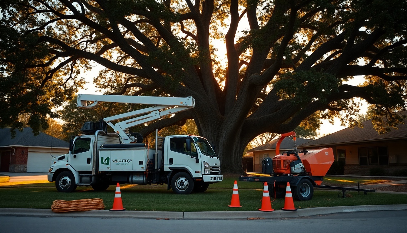 Tree Service service operation in Nebraska at golden hour