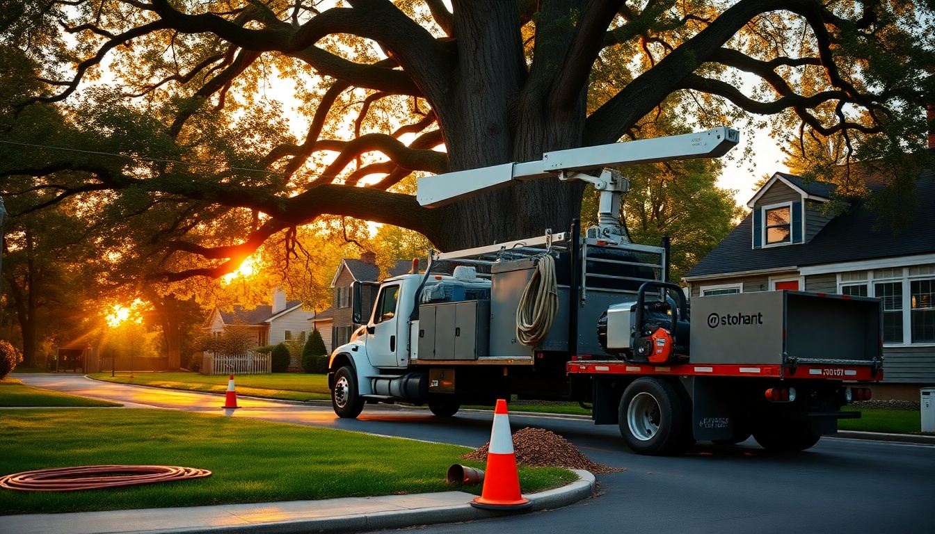 Tree Service service workspace in New Hampshire at golden hour