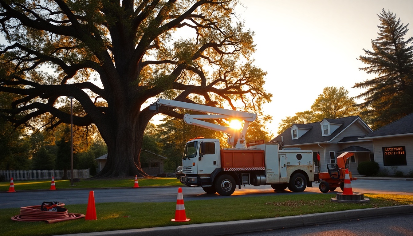 Tree Service service operation in New Hampshire at golden hour
