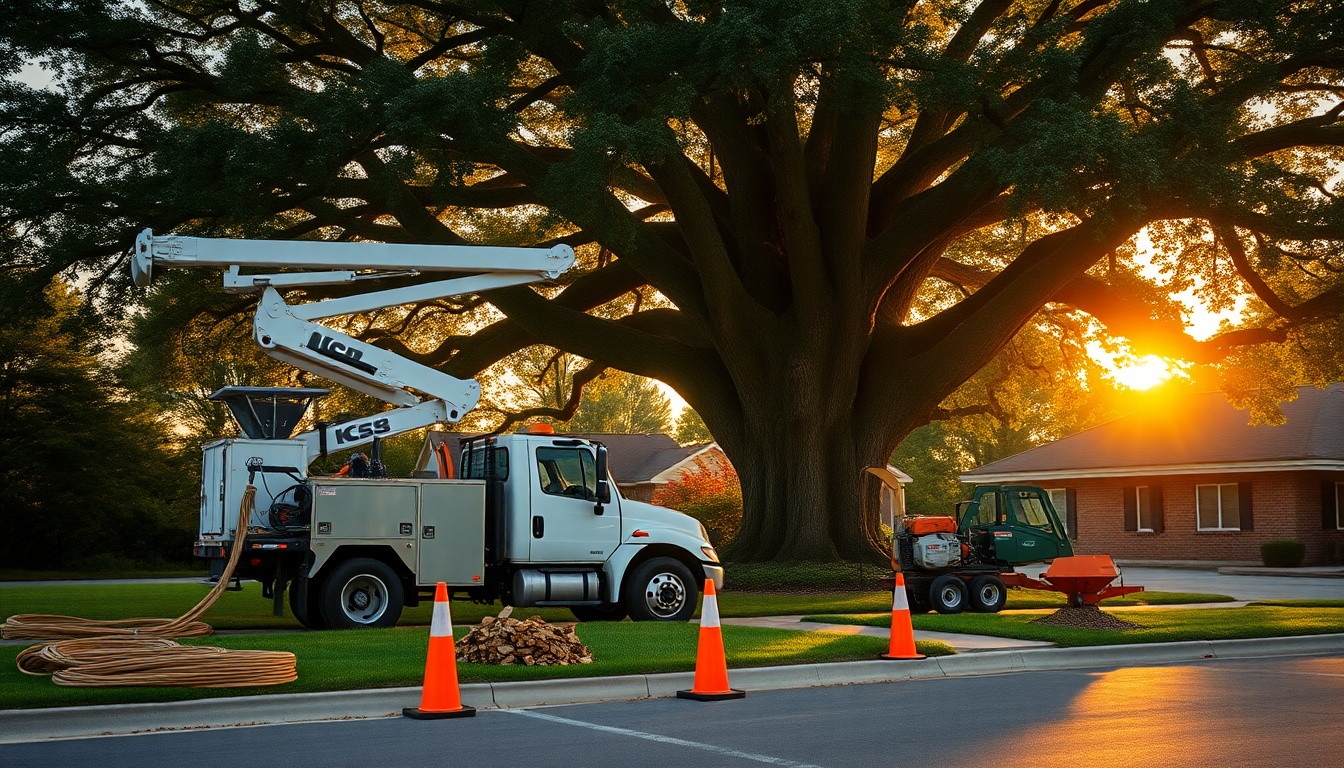 Tree Service service operation in North Carolina at golden hour