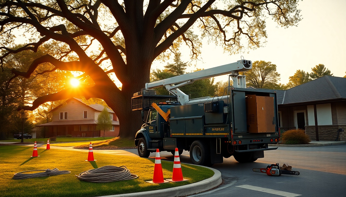 Tree Service service operation in North Dakota at golden hour