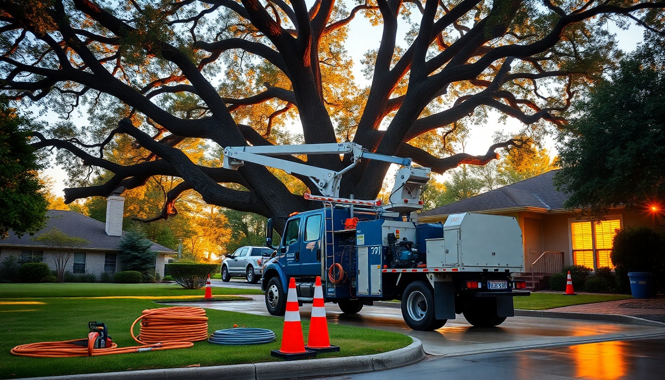 Tree Service service workspace in Oklahoma at golden hour