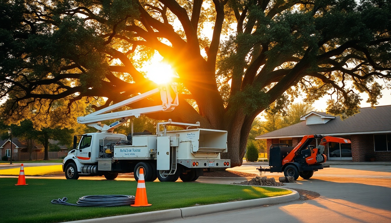 Tree Service service operation in Oklahoma at golden hour