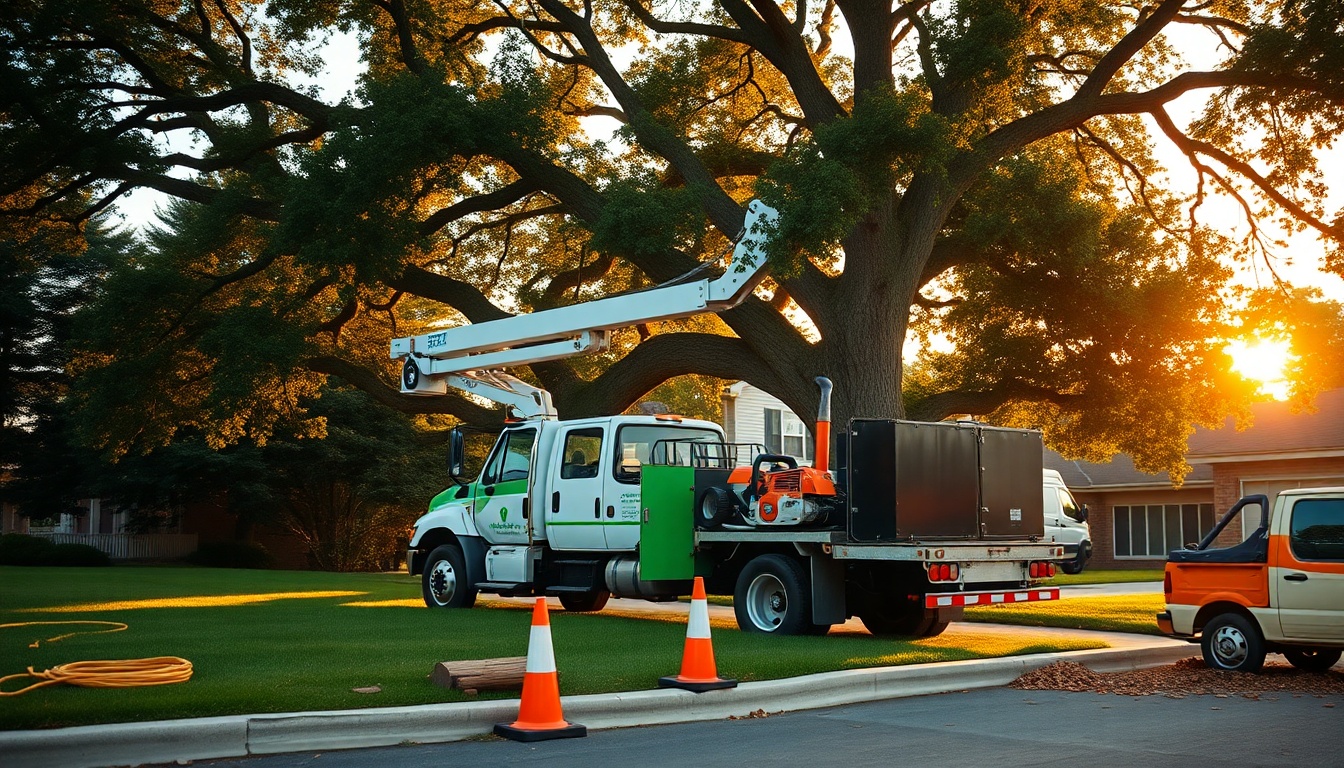 Tree Service service operation in Rhode Island at golden hour