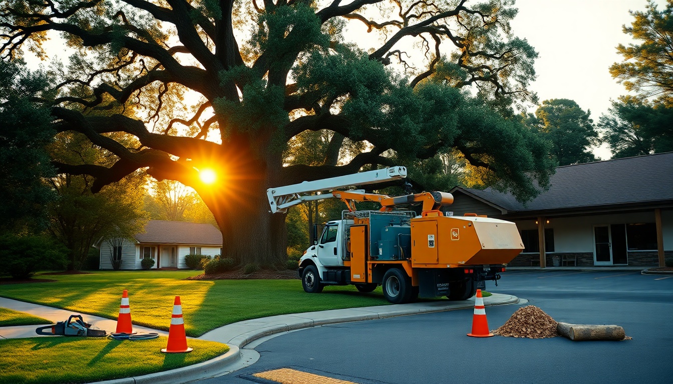 Tree Service service operation in South Carolina at golden hour