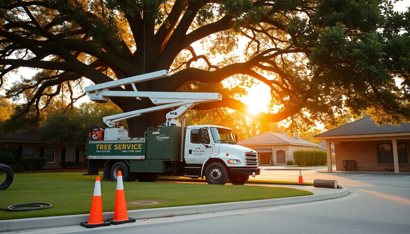 Tree Service service operation in Texas at golden hour