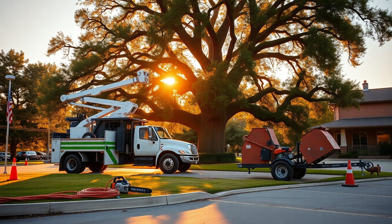 Tree Service service operation in Wisconsin at golden hour
