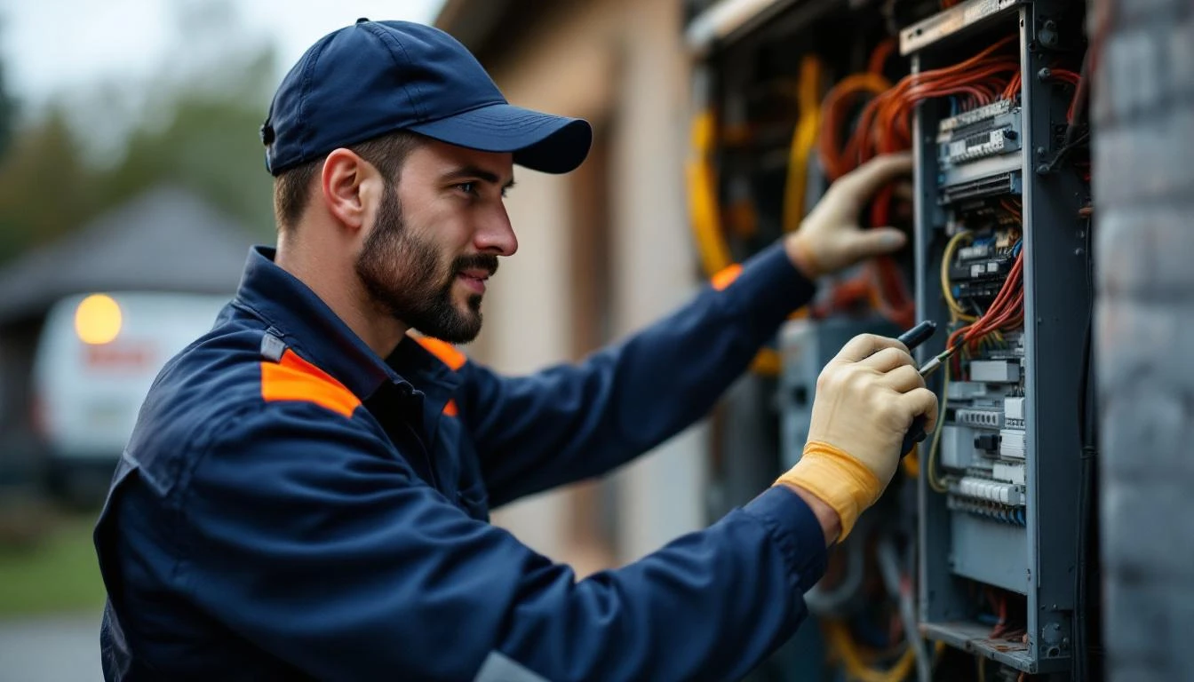 Electrical professional servicing work for an established home services business