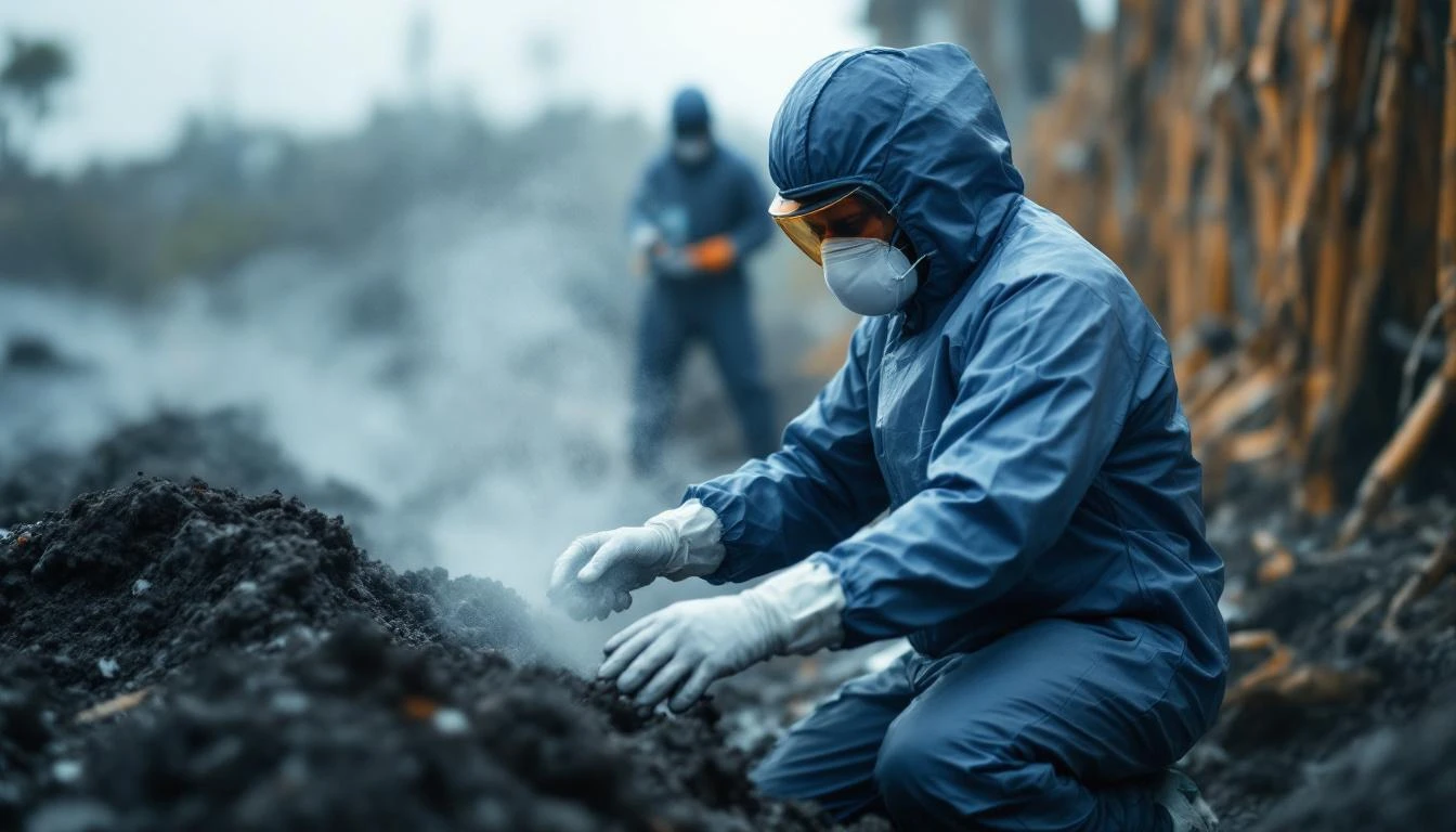 Remediation technicians at a cleanup site representing an environmental services business for sale