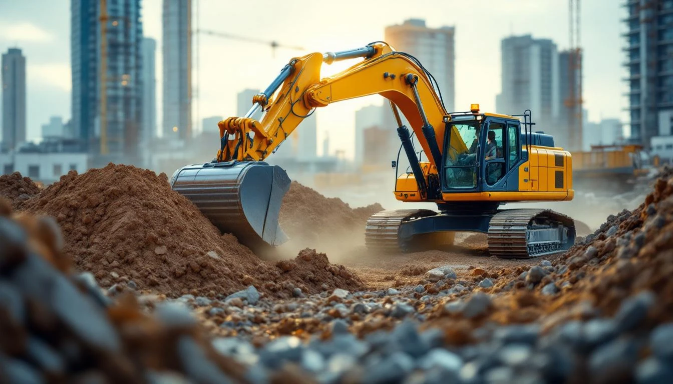 Excavator at a site work project representing an excavation business for sale