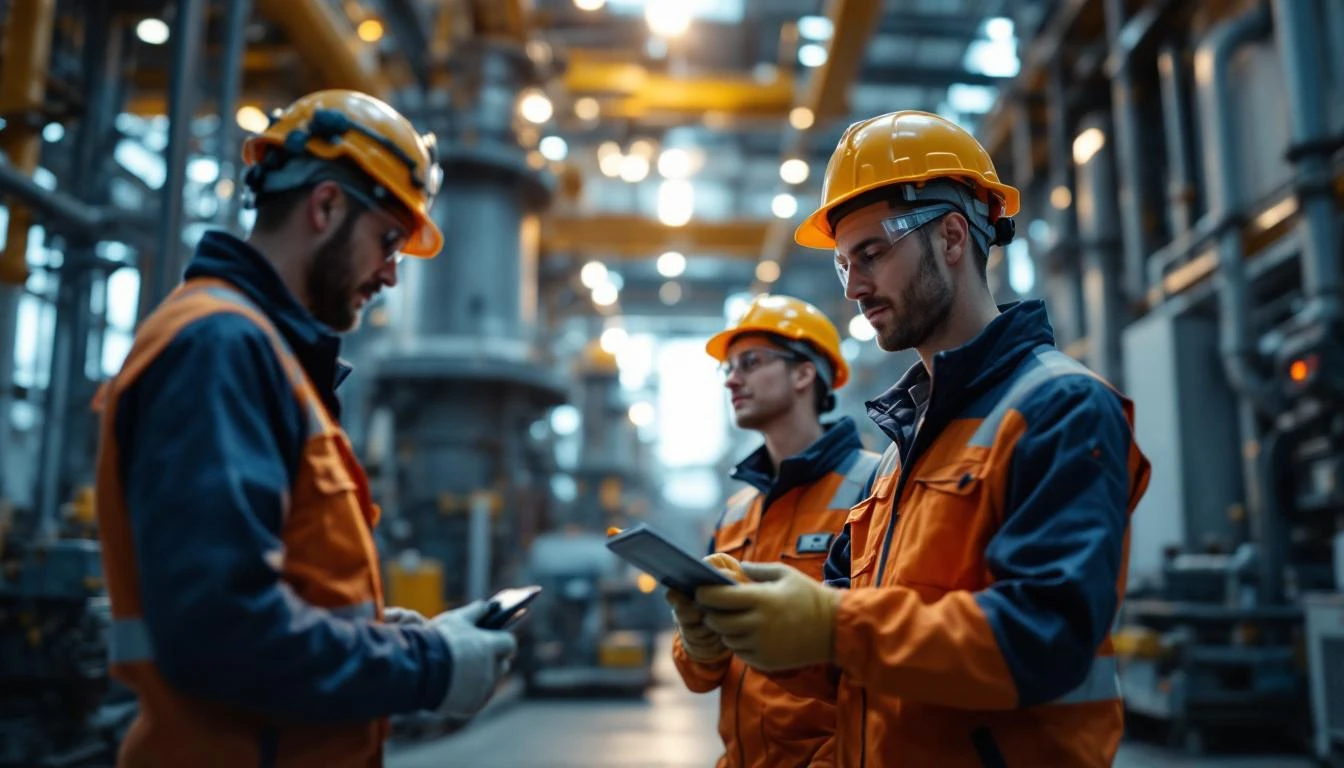 Industrial services crew at a plant, representing an industrial services business for sale
