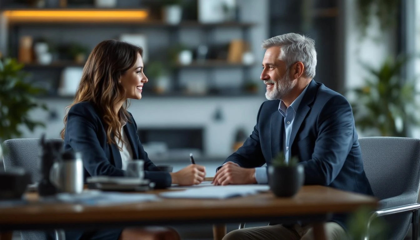 Insurance agent meeting a client, representing an established insurance agency for sale