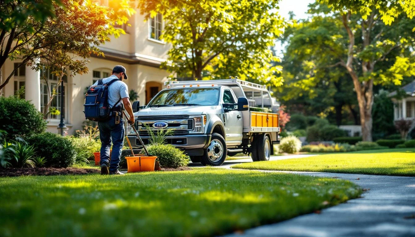 Landscaping professional servicing work for an established home services business