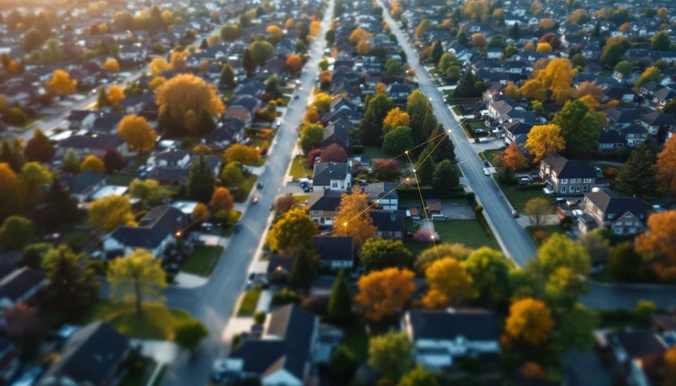 Pest control route density across a suburban service area