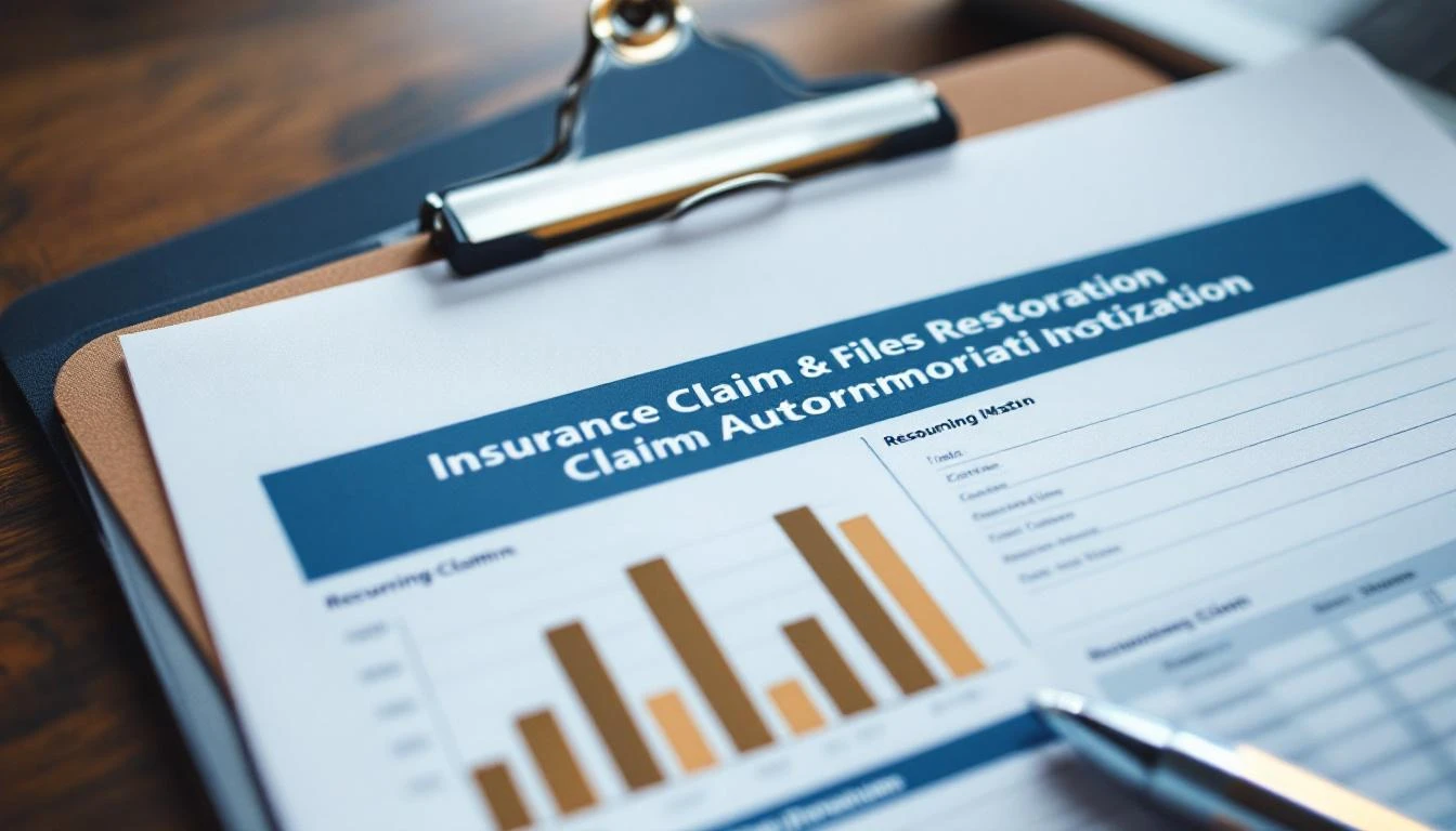 Restoration insurance claim and program work paperwork
