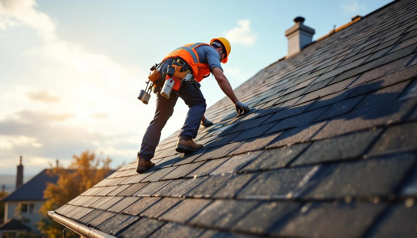 Roofing professional servicing work for an established home services business
