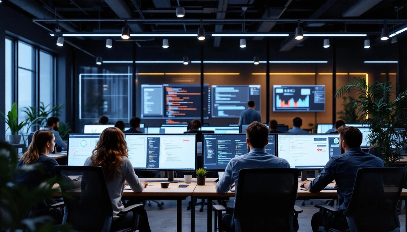 Software team at work representing a SaaS business for sale
