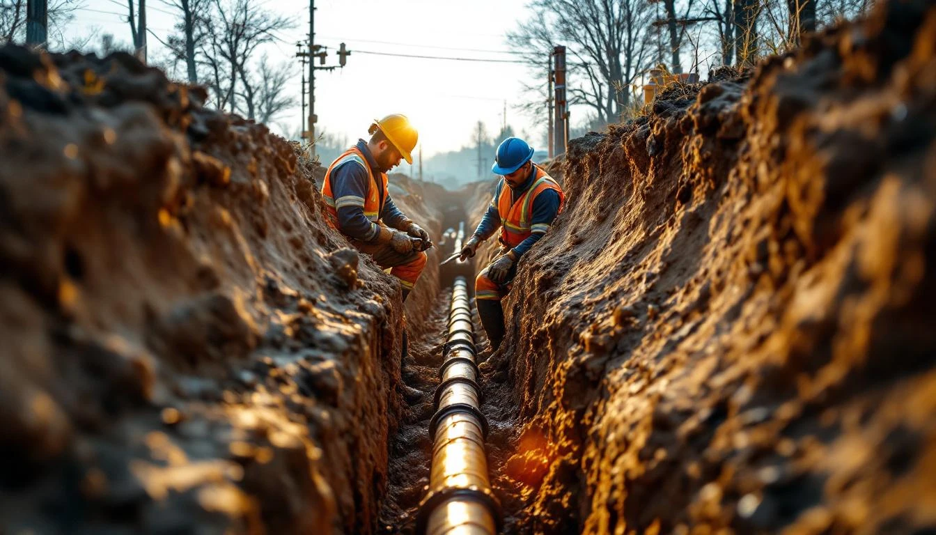Crew working on pipeline representing a water and wastewater business for sale