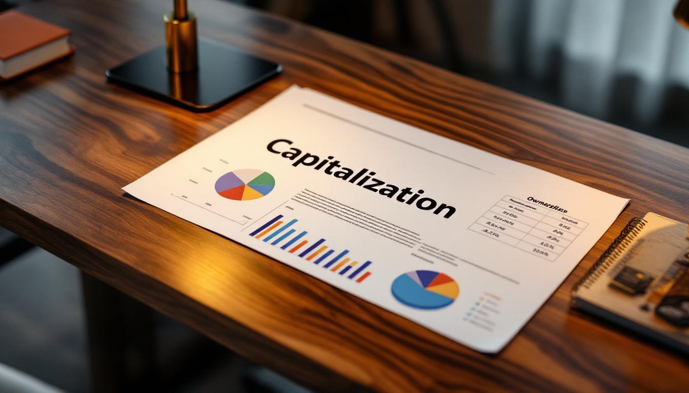 A capitalization table showing a minority stake of less than 50% ownership in a business