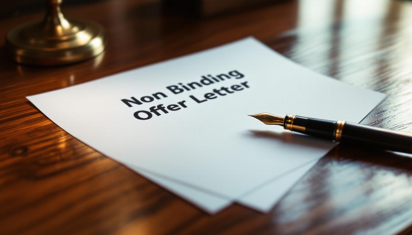 A non-binding offer letter on a walnut desk expressing a buyer's interest in a business
