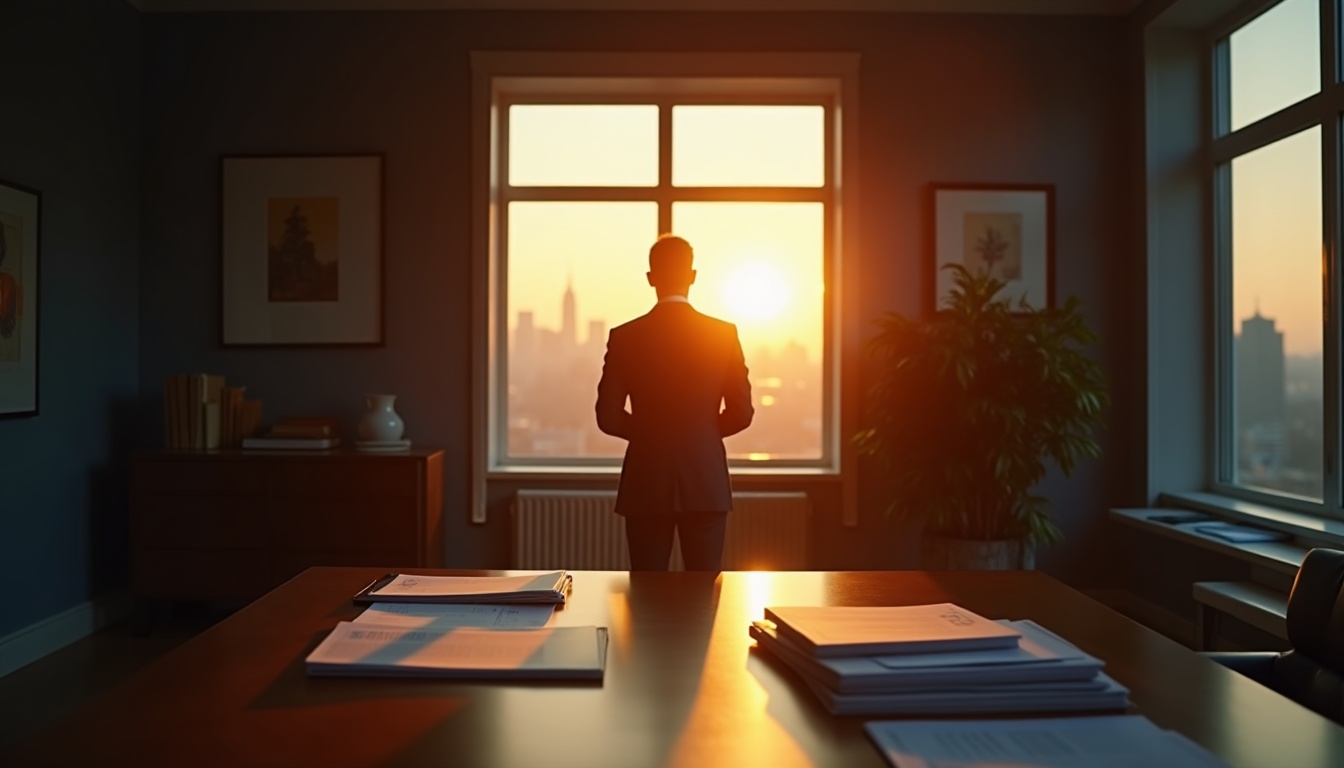 Senior CPA firm partner in a modernist American accounting office at golden hour representing the 2026 CPA firm buyer landscape