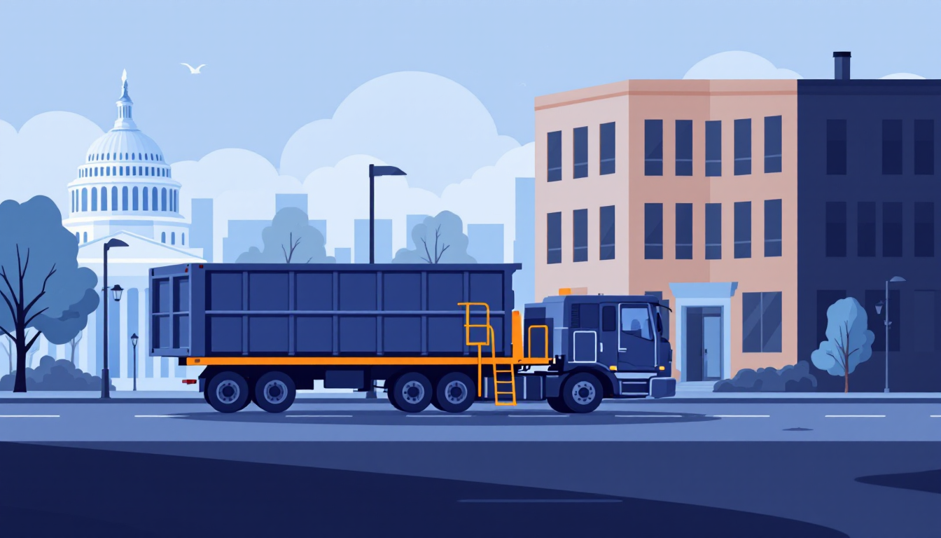 Commercial waste hauling in Washington, D.C.: front-load, roll-off, transfer station, route density, M&A activity