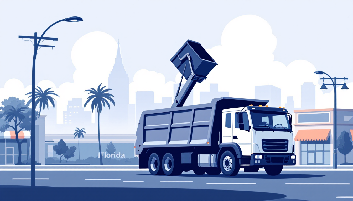 Commercial waste hauling in Florida: front-load, roll-off, transfer station, route density, M&A activity