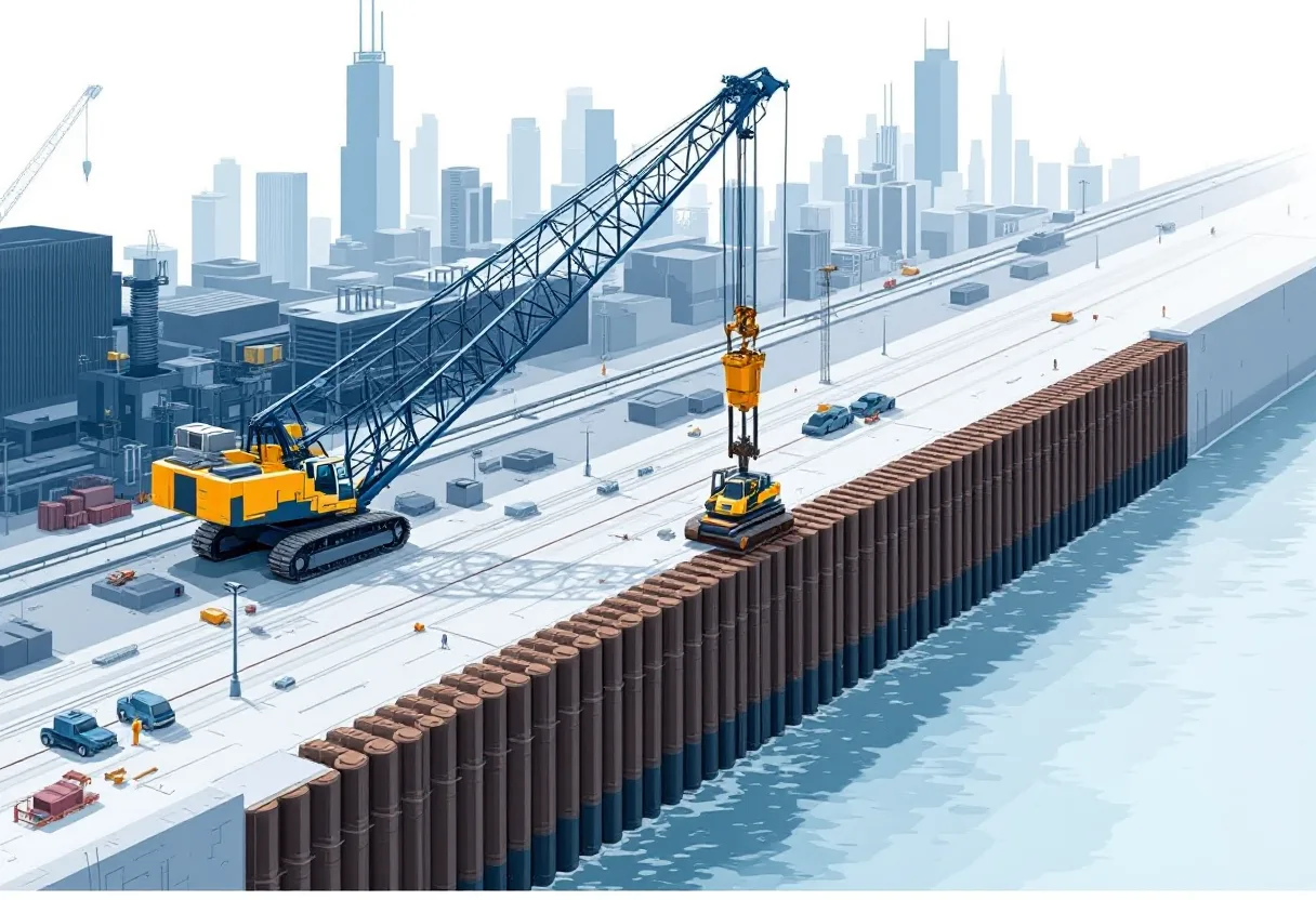 Pile driving in Illinois: H-pile, pipe pile, sheet pile, drilled shaft, bridge and marine