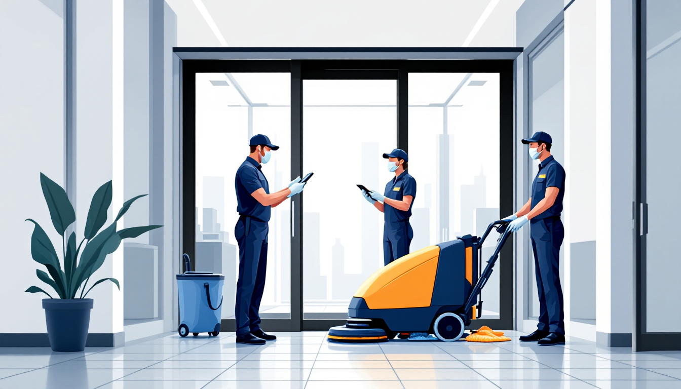 Commercial janitorial / building services in Kansas: route density, recurring contracts, healthcare EVS, M&A activity