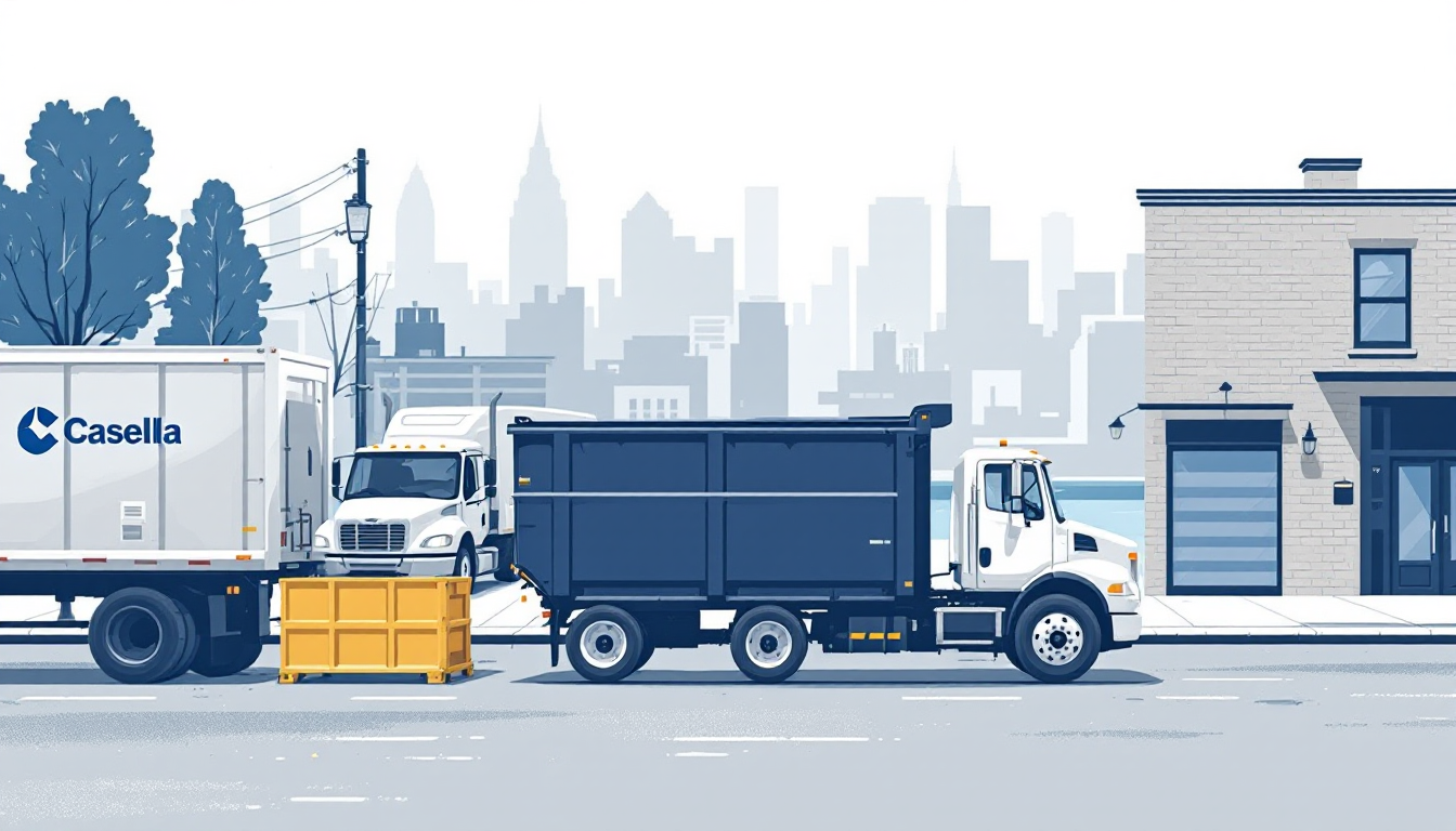Commercial waste hauling in Maine: front-load, roll-off, transfer station, route density, M&A activity