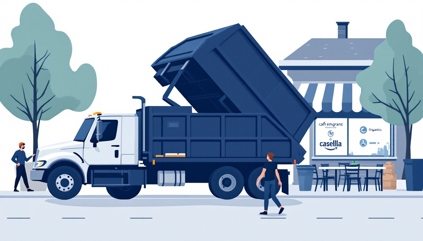 Commercial waste hauling in Massachusetts: front-load, roll-off, transfer station, route density, M&A activity