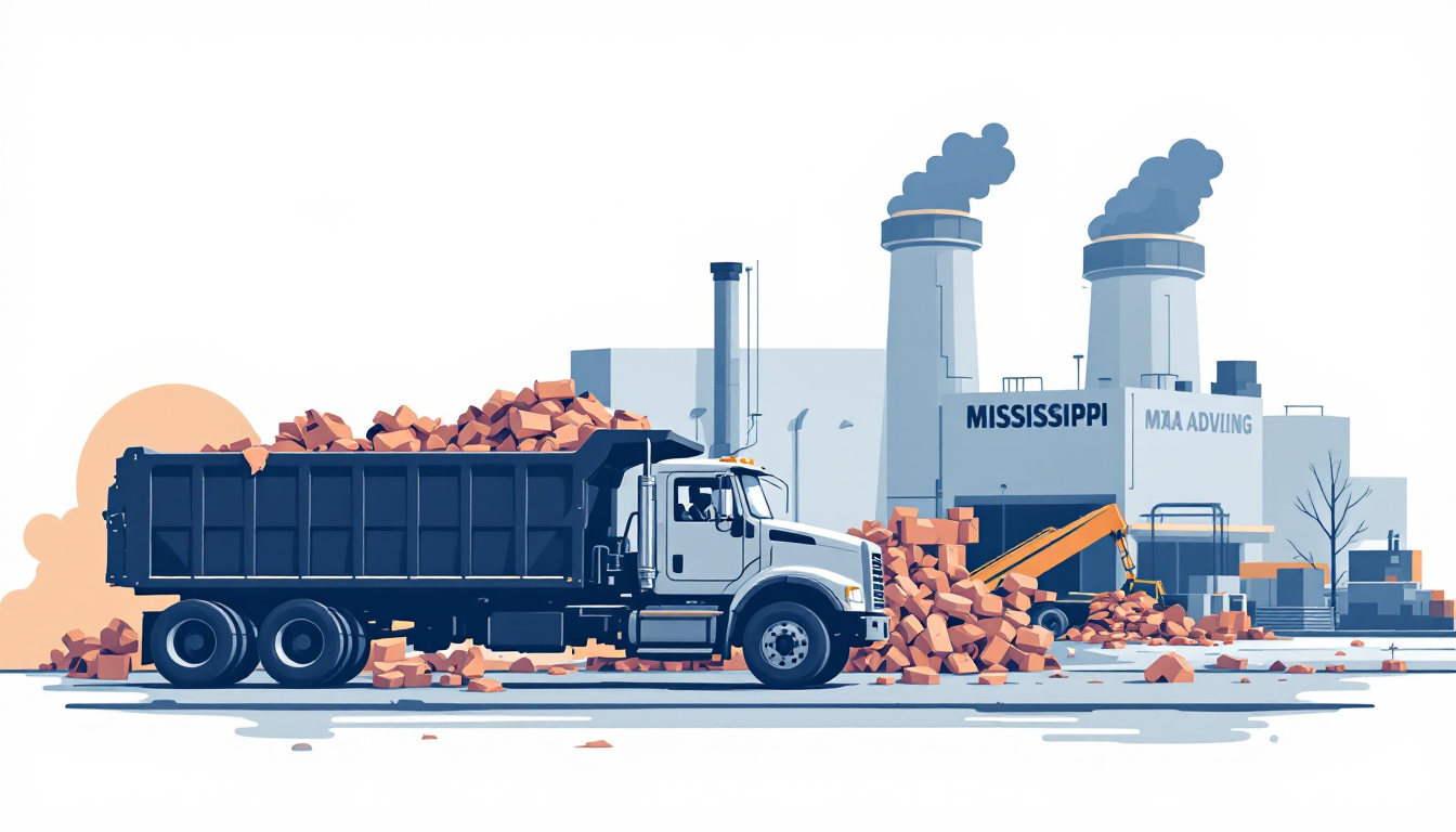 Commercial waste hauling in Mississippi: front-load, roll-off, transfer station, route density, M&A activity