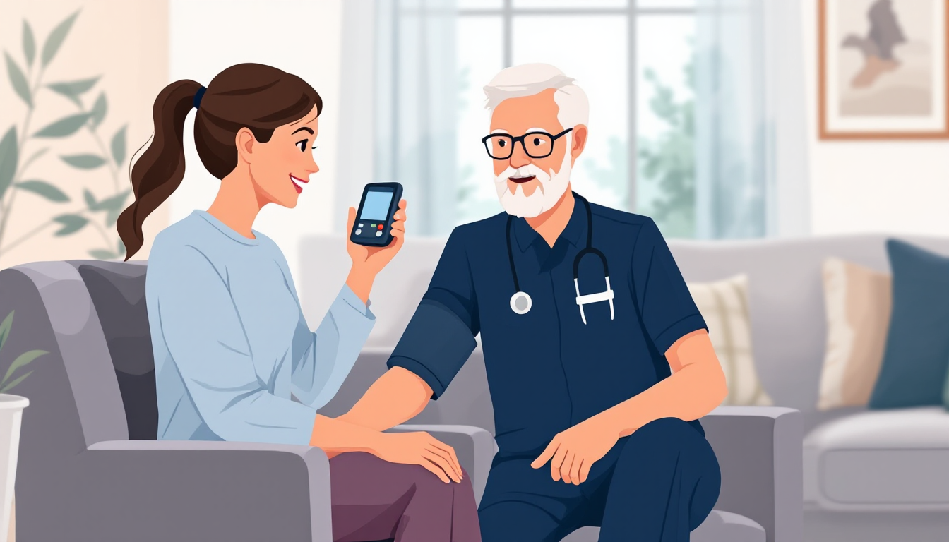 Home health and hospice in Missouri: caregiver visiting elderly patient, in-home nursing, PE roll-up activity