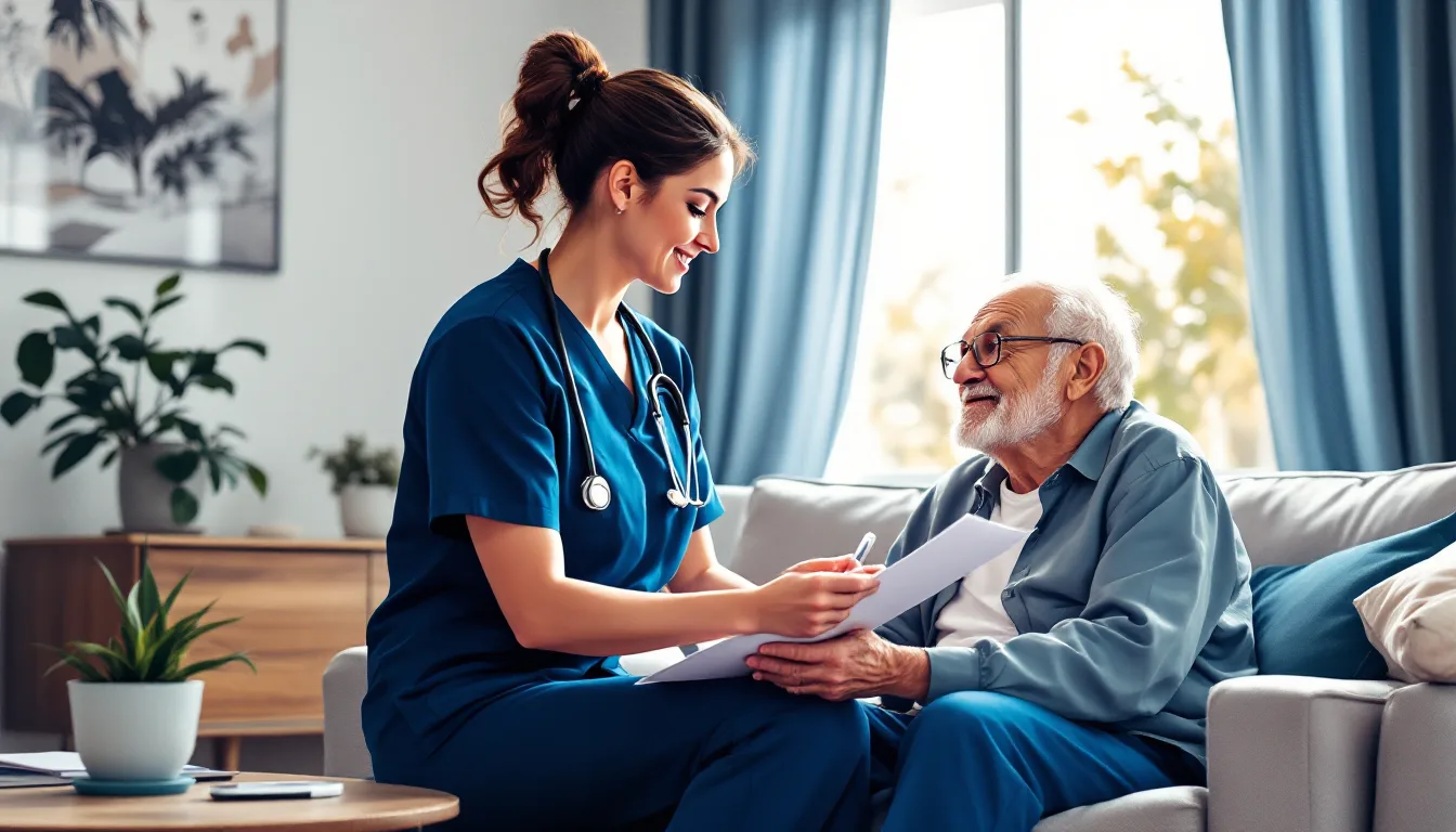 Home health and hospice in Nevada: caregiver visiting elderly patient, in-home nursing, PE roll-up activity