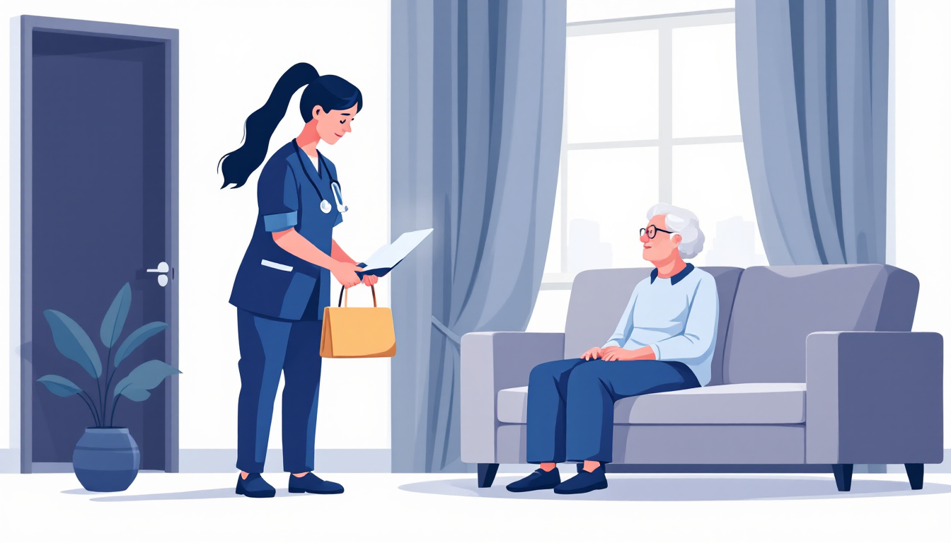 Home health and hospice in New Mexico: caregiver visiting elderly patient, in-home nursing, PE roll-up activity