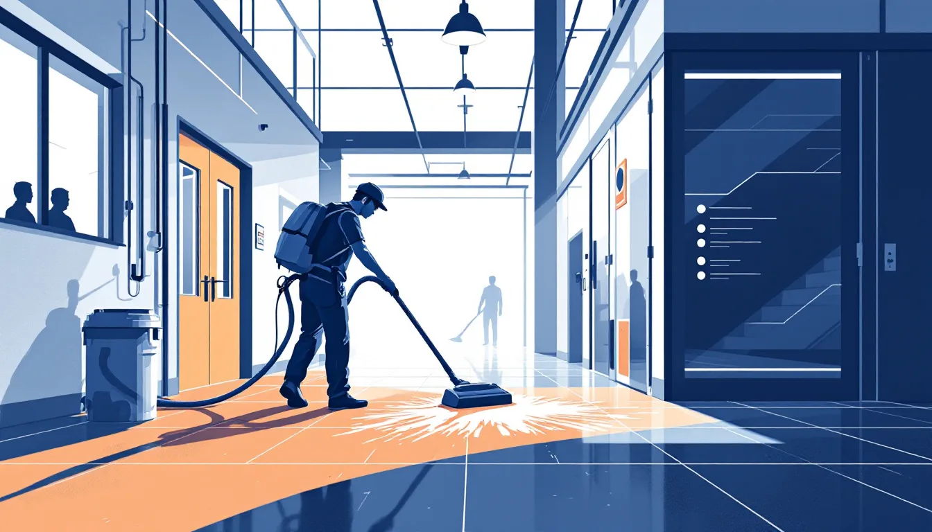 Commercial janitorial / building services in Oklahoma: route density, recurring contracts, healthcare EVS, M&A activity