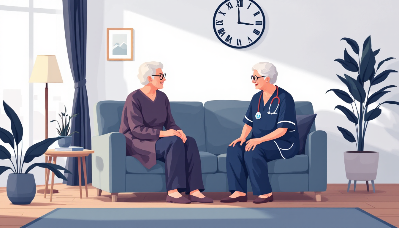 Home health and hospice in Oklahoma: caregiver visiting elderly patient, in-home nursing, PE roll-up activity