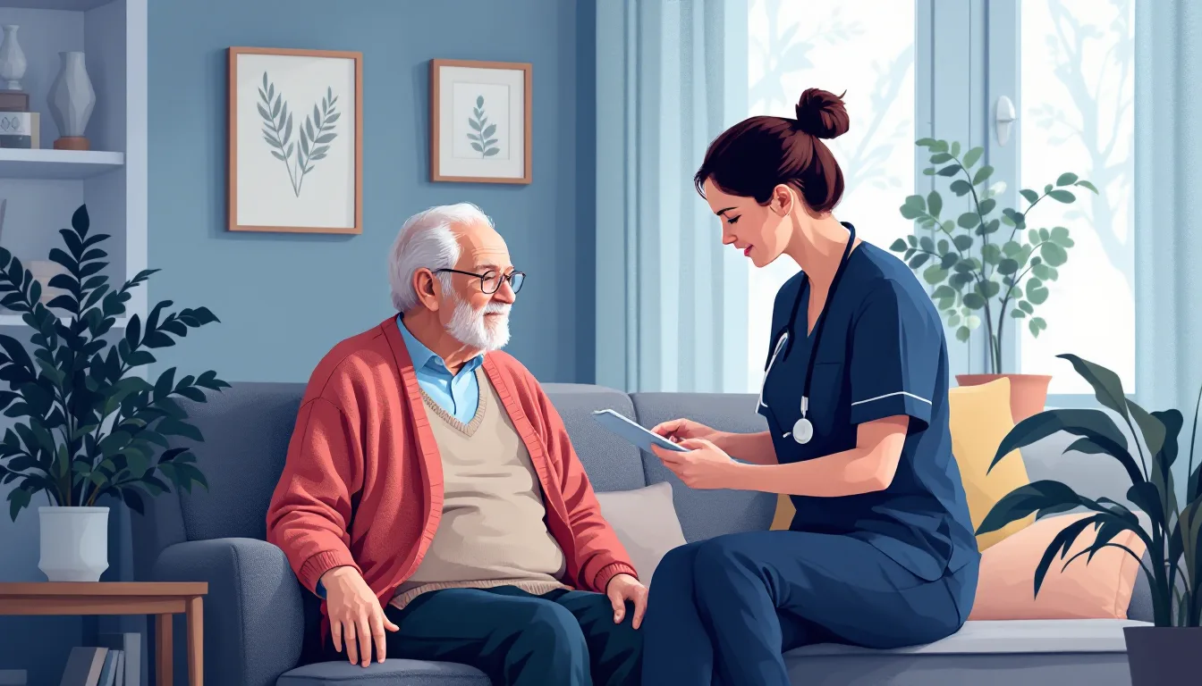 Home health and hospice in South Carolina: caregiver visiting elderly patient, in-home nursing, PE roll-up activity