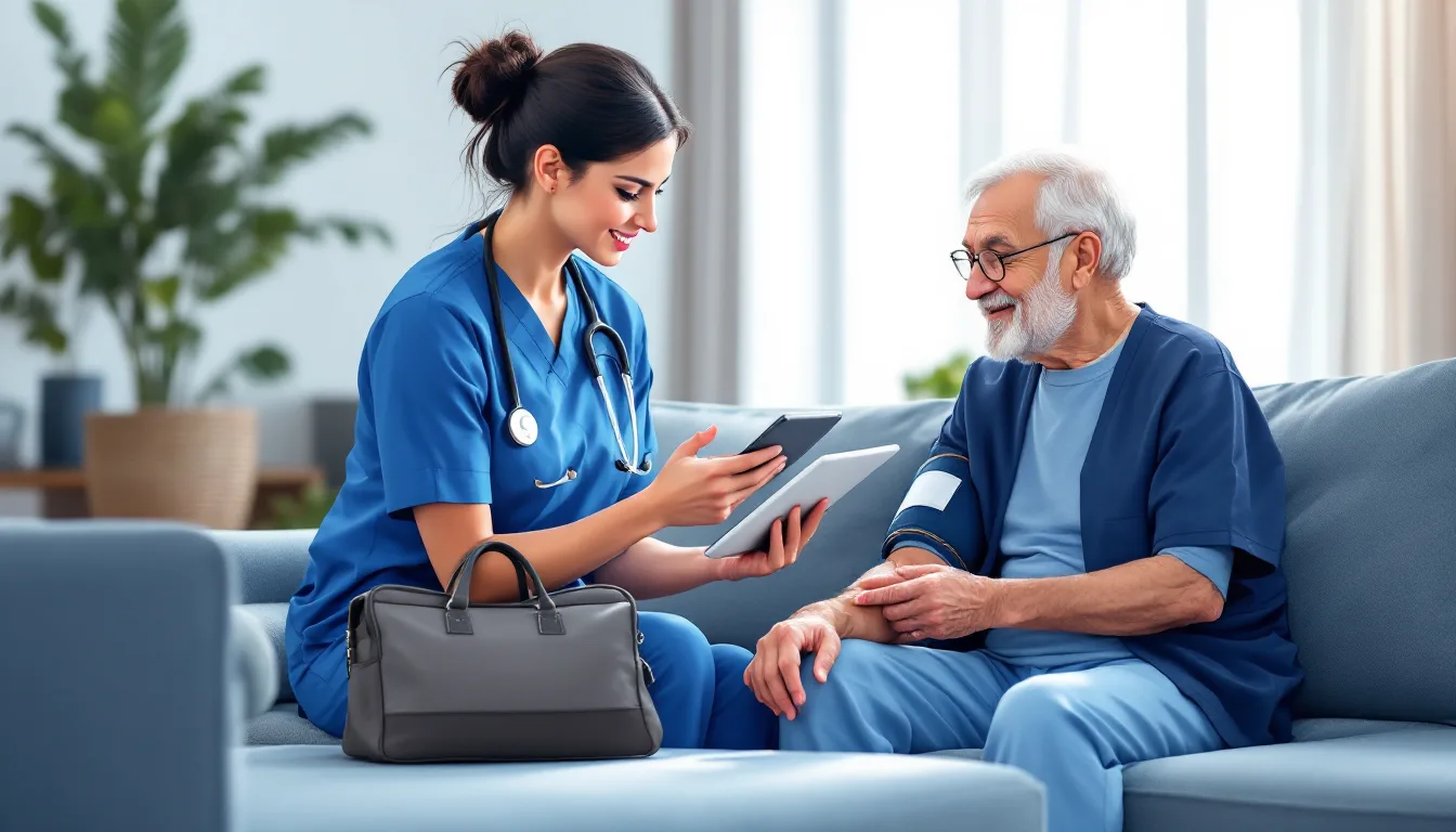 Home health and hospice in South Dakota: caregiver visiting elderly patient, in-home nursing, PE roll-up activity