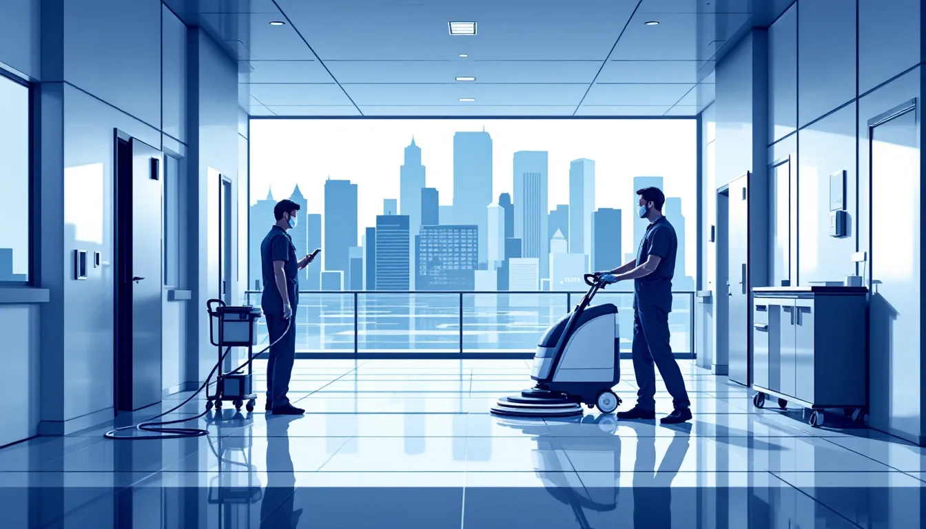 Commercial janitorial / building services in Texas: route density, recurring contracts, healthcare EVS, M&A activity