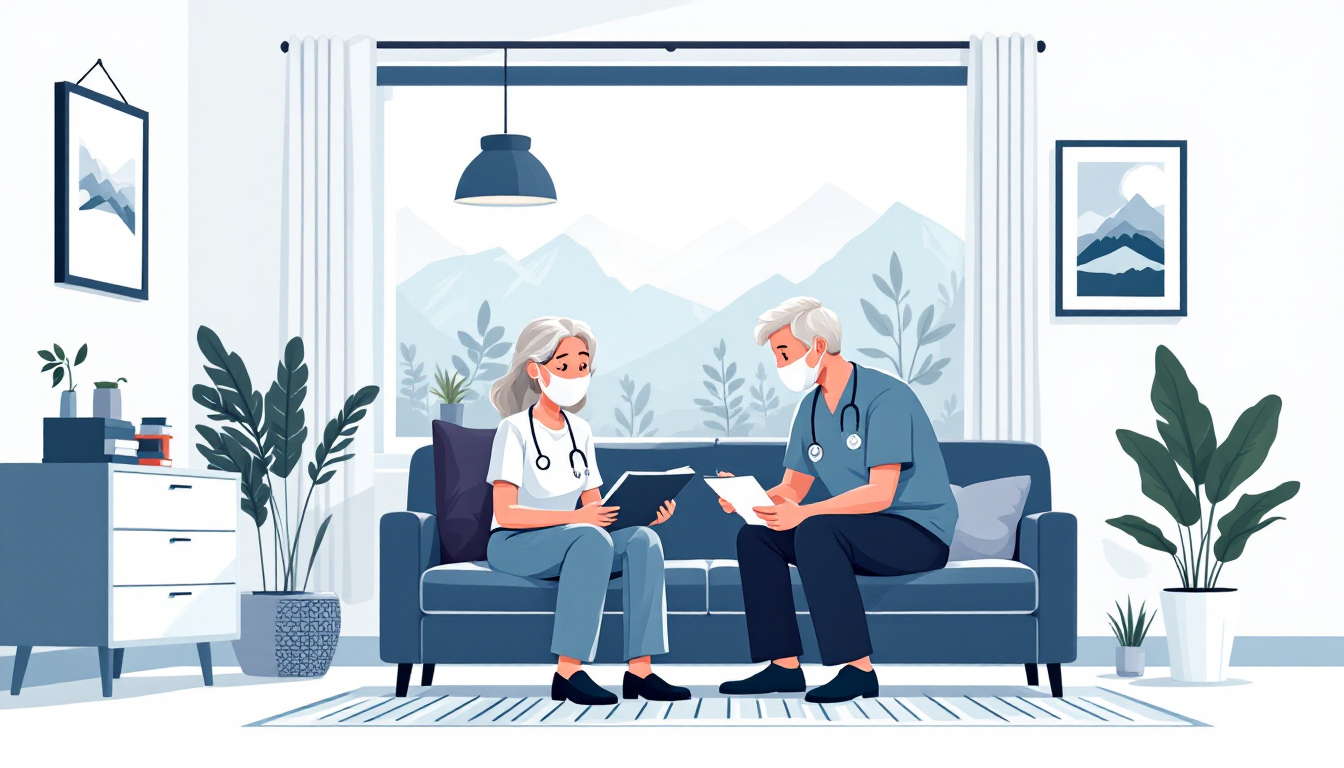 Home health and hospice in Utah: caregiver visiting elderly patient, in-home nursing, PE roll-up activity